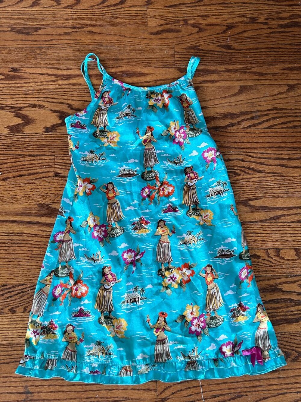 Nick & Nora Girls Hula Hawaii Slip Dress Nighty Size M 7/8